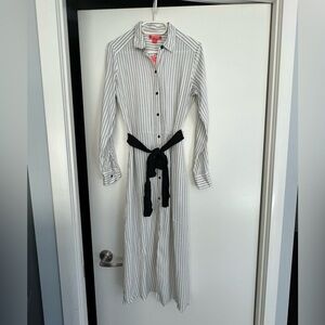 Chic Joe Fresh Black & White Striped Dress with Belt - Size S/P